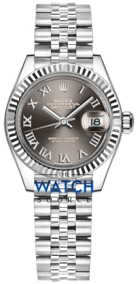 Buy this new Rolex Lady Datejust 28mm Stainless Steel 279174 Dark Grey Roman Jubilee ladies watch for the discount price of £8,700.00. UK Retailer.